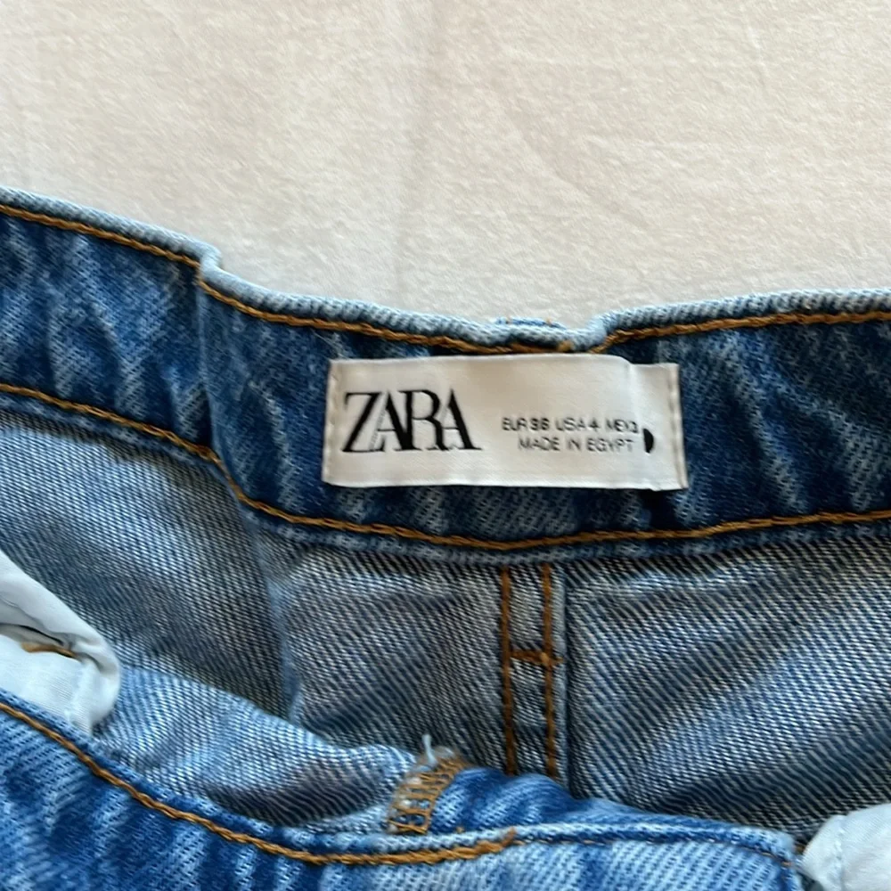 Zara Blue Distressed Flare Jeans - Picture 2 of 4